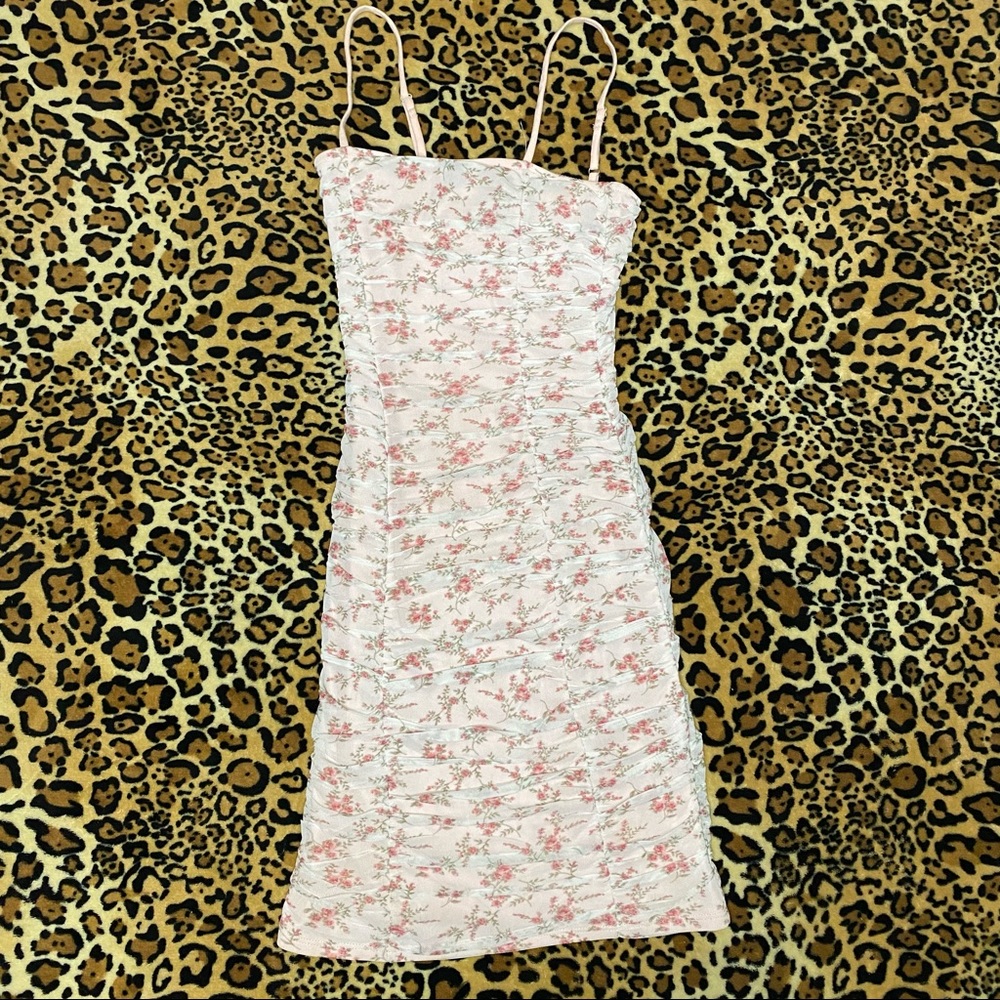 Forever 21 Mesh Ruched Floral Dress